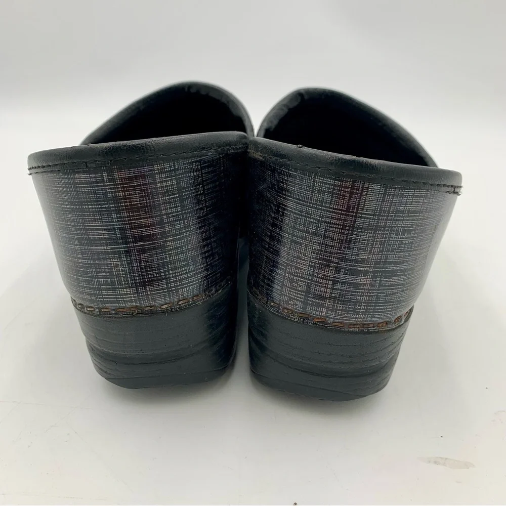 Dansko Clogs Women 7.5-8‎ EU 38 Black Linen Patent Leather Nursing Iridescent - Picture 6 of 11